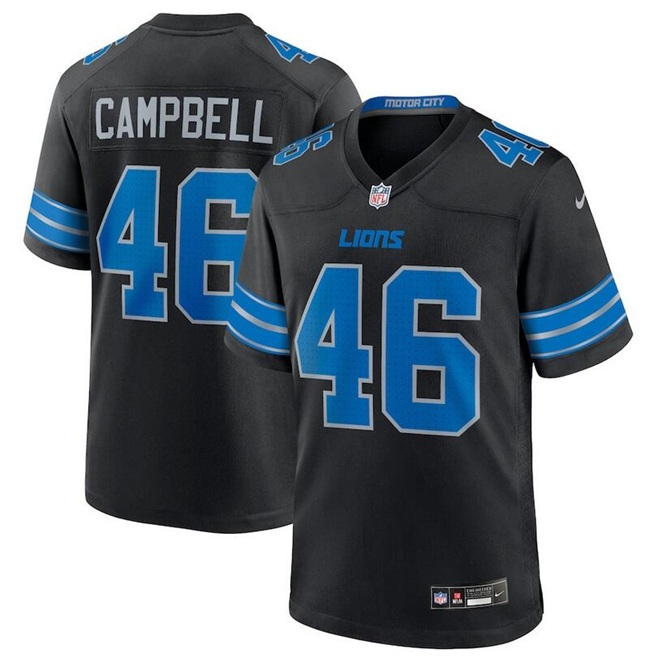 Men's Black Detroit Lions #46 Jack Campbell 2nd Alternate Vapor Limited Stitched Game Jersey